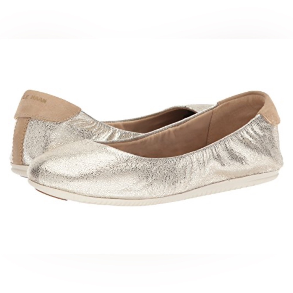 Cole Haan Women's Studiogrand‎ Ballet Flat Platino Metallic Leather
